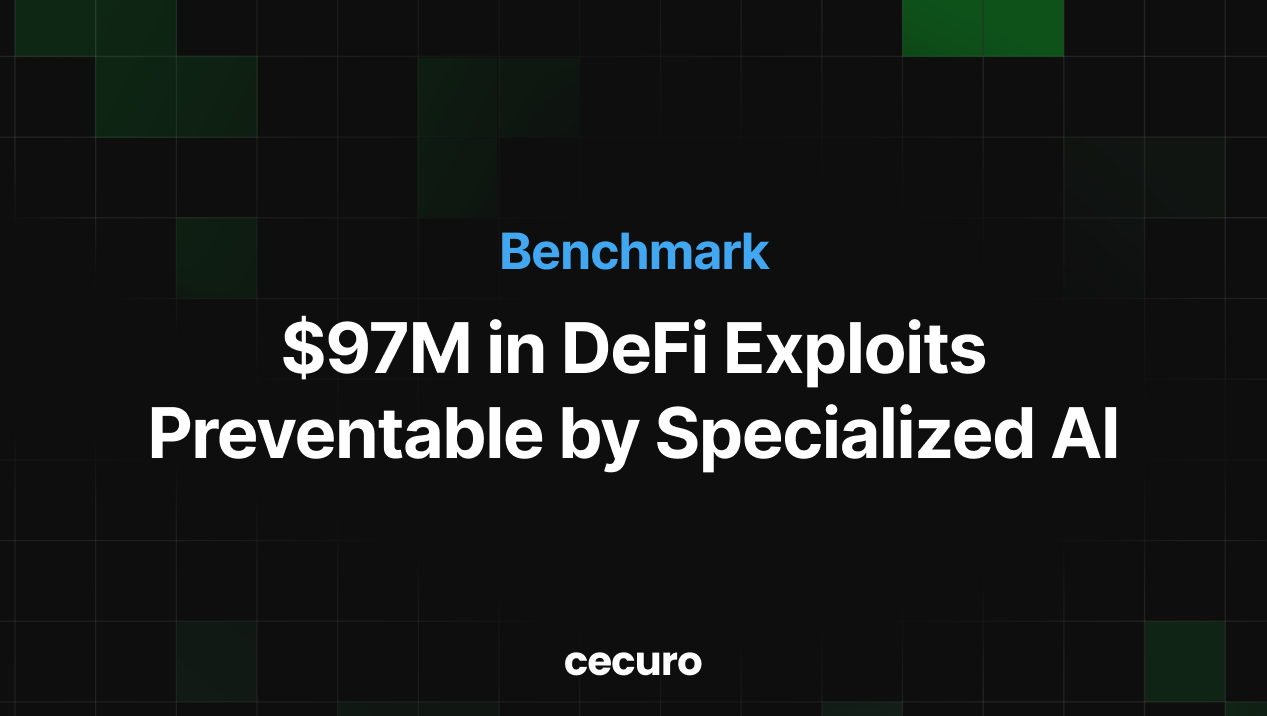 Benchmark: $97M in DeFi Exploits Preventable by Specialized AI 